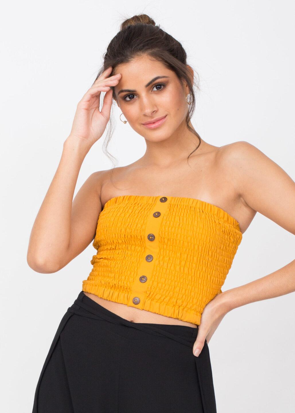 Bandeau Boob Tube Top Sunflower Yellow - likemary