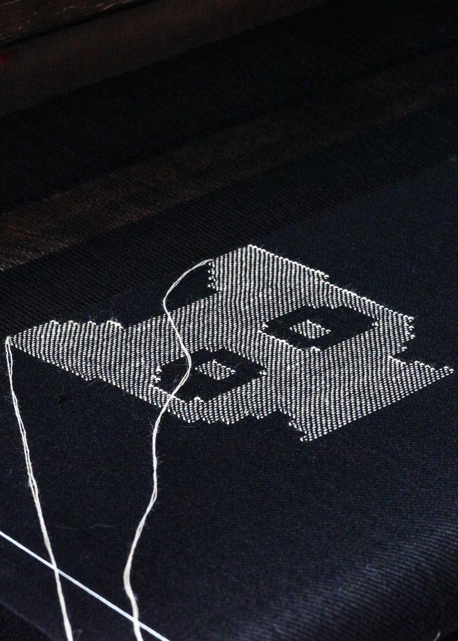 Black Shawl Wrap - Wool Blanket Scarf with Cat Motif - likemary