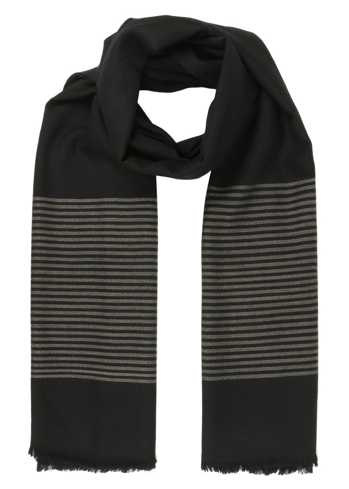 Mens Merino Wool Scarf with Border Stripes in Black – clothing and accessories by likemary