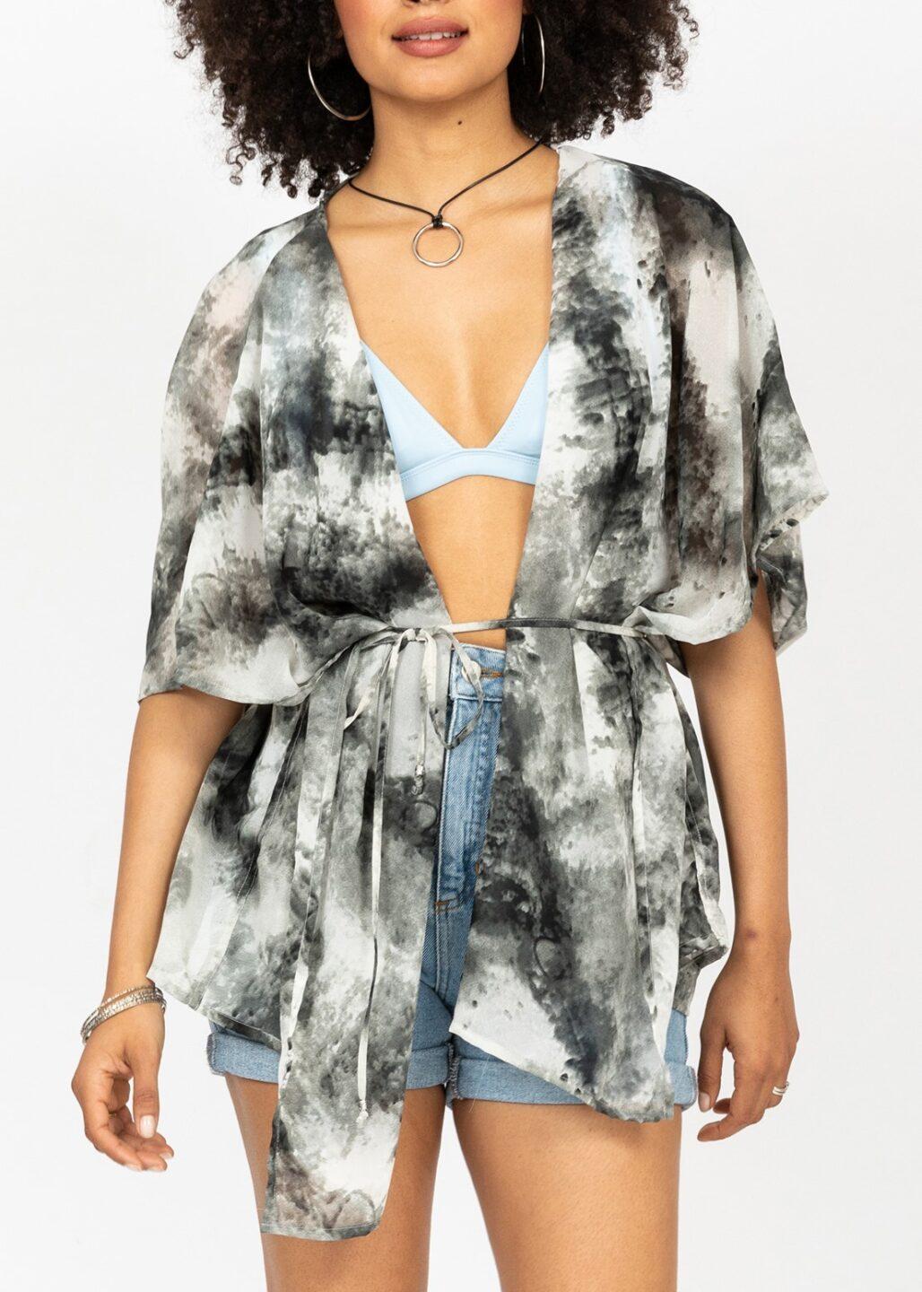 Burn Out Print Kimono Kaftan - likemary