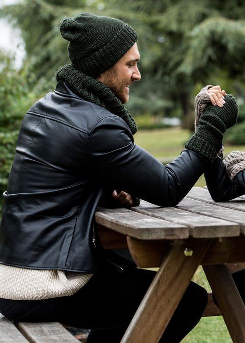 Camo Green Merino Slouchy Beanie Men - Ethically Handmade - likemary