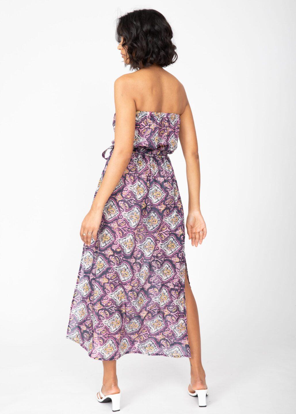 Casablanca Cotton Silk Mix Bandeau Strapless Dress - likemary