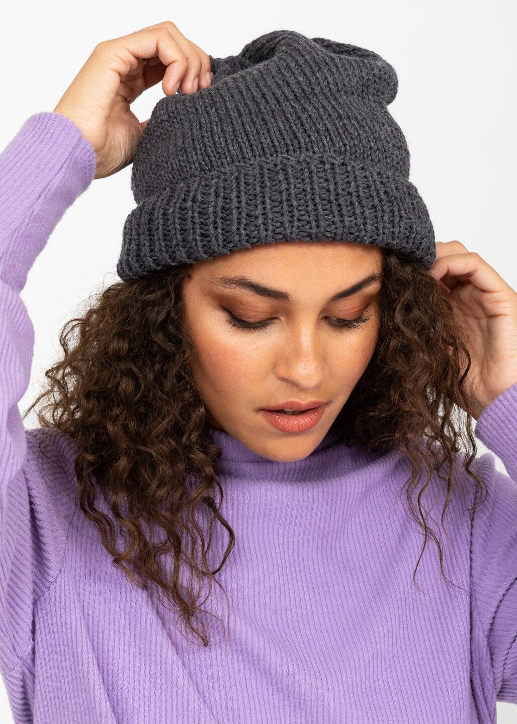 Charcoal Grey Merino Slouchy Beanie - Ethically Handmade - likemary