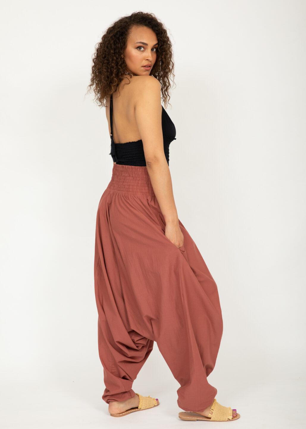 Convertible Cotton 2 - in - 1 Jumpsuit & Harem Pants Dusty Pink - likemary