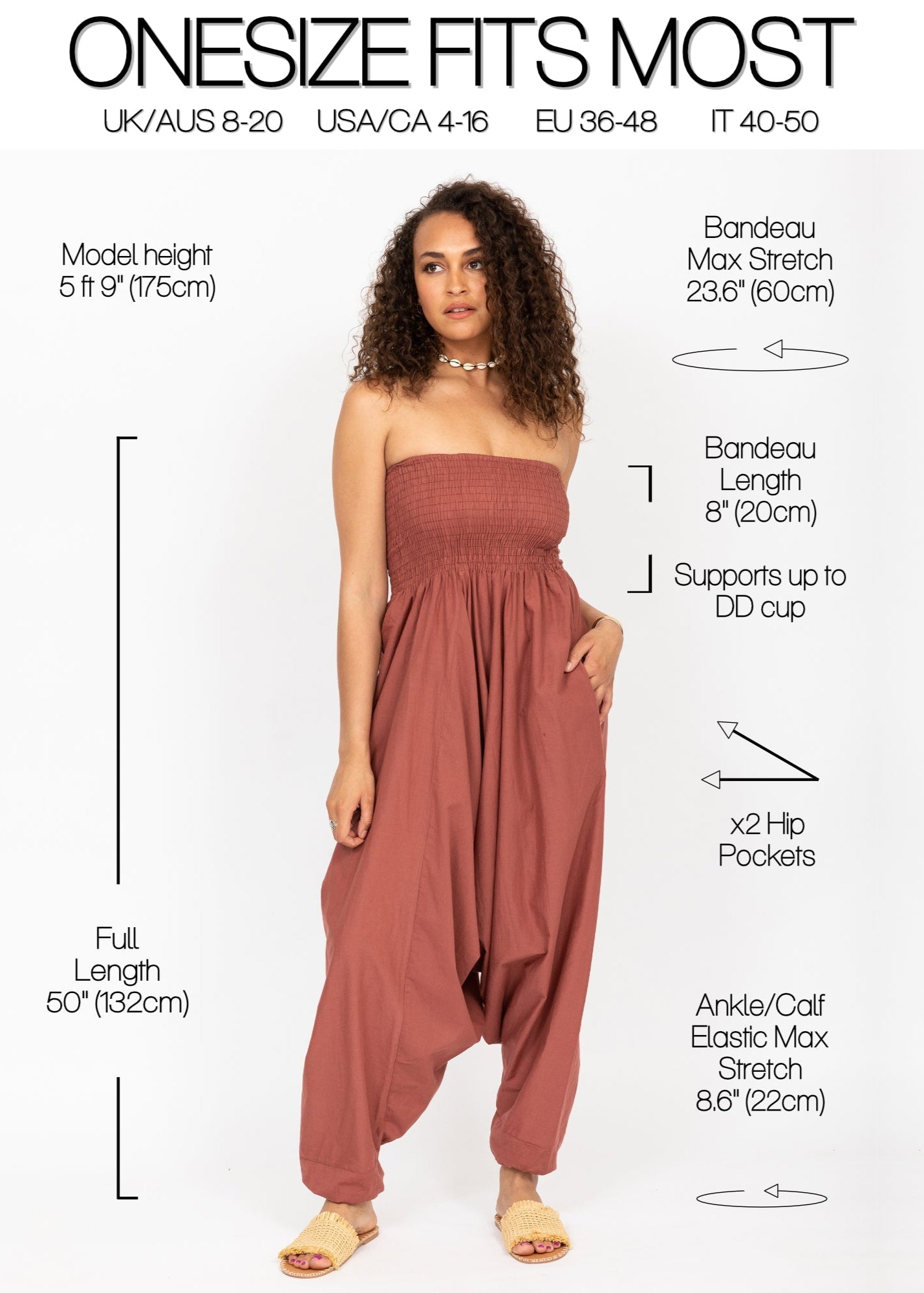 Convertible Cotton 2 - in - 1 Jumpsuit & Harem Pants Dusty Pink - likemary