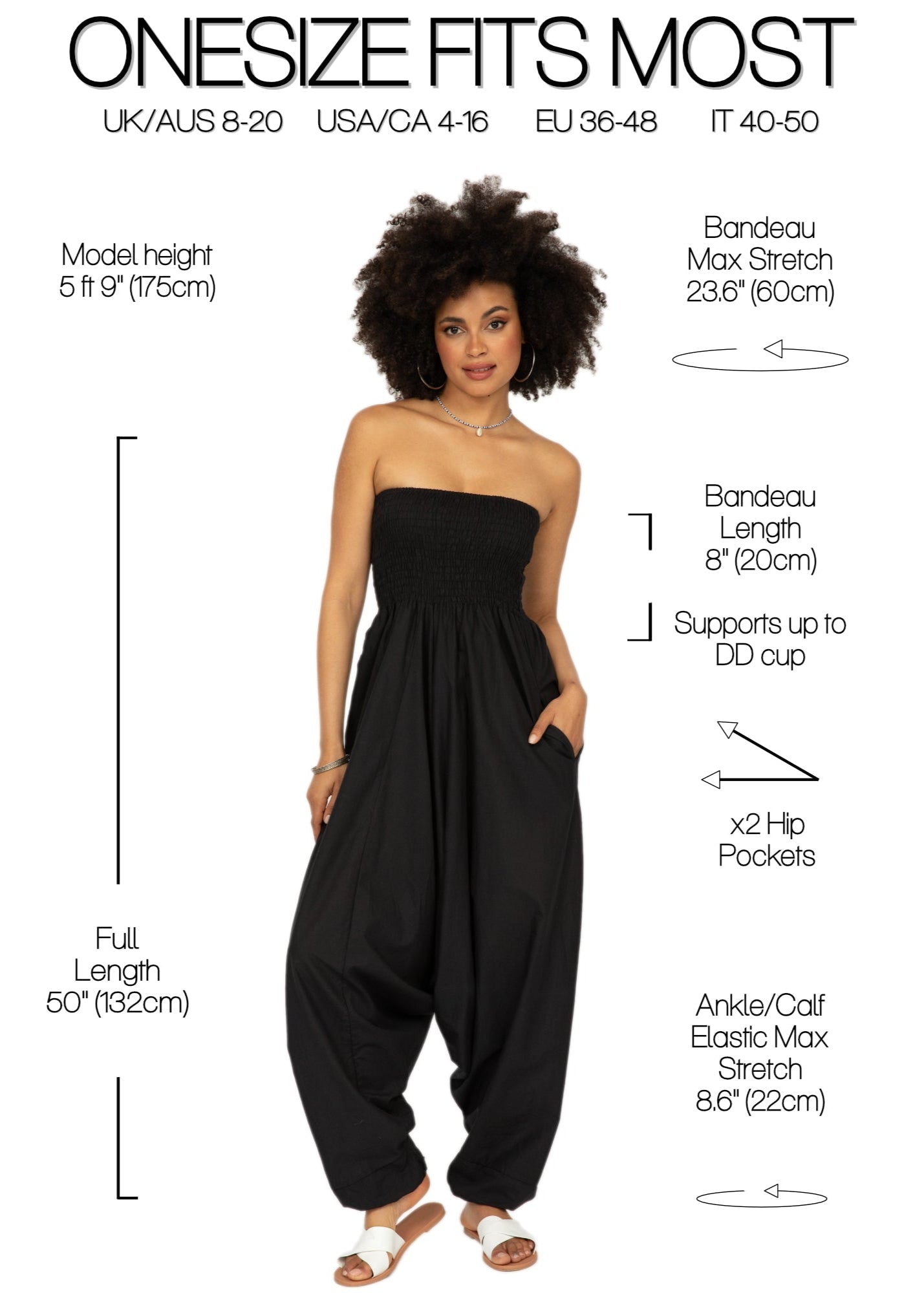 Convertible Cotton 2 - in - 1 Jumpsuit & Harem Pants in Black - likemary