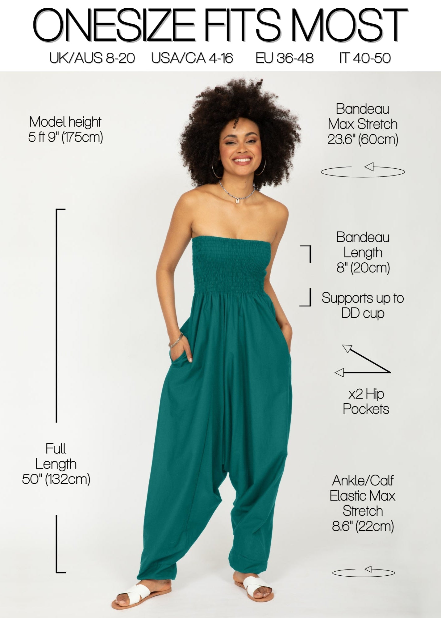 Convertible Cotton 2 - in - 1 Jumpsuit & Harem Pants in Emerald Green - likemary
