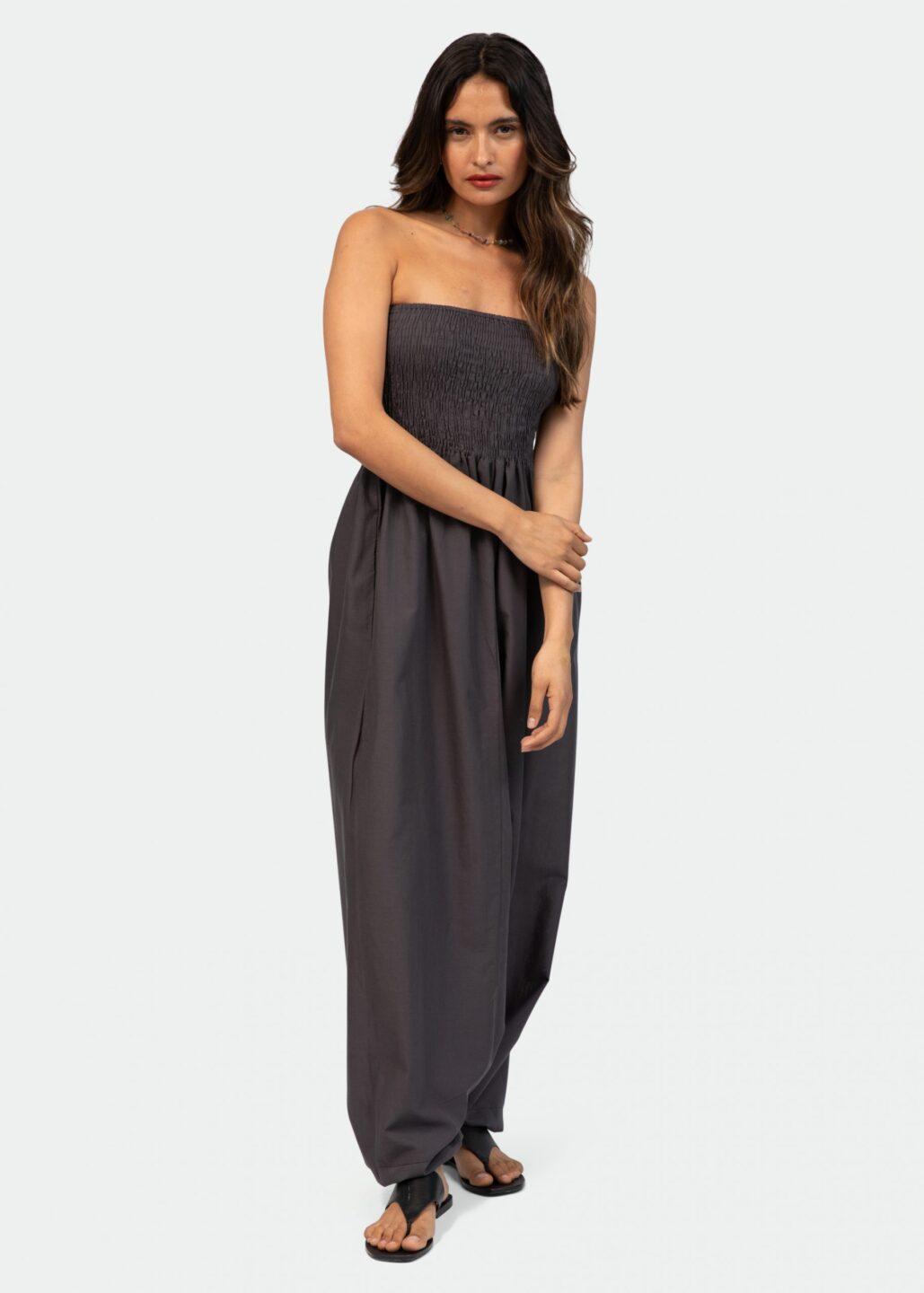 Convertible Cotton 2 - in - 1 Jumpsuit & Harem Pants in Grey - likemary