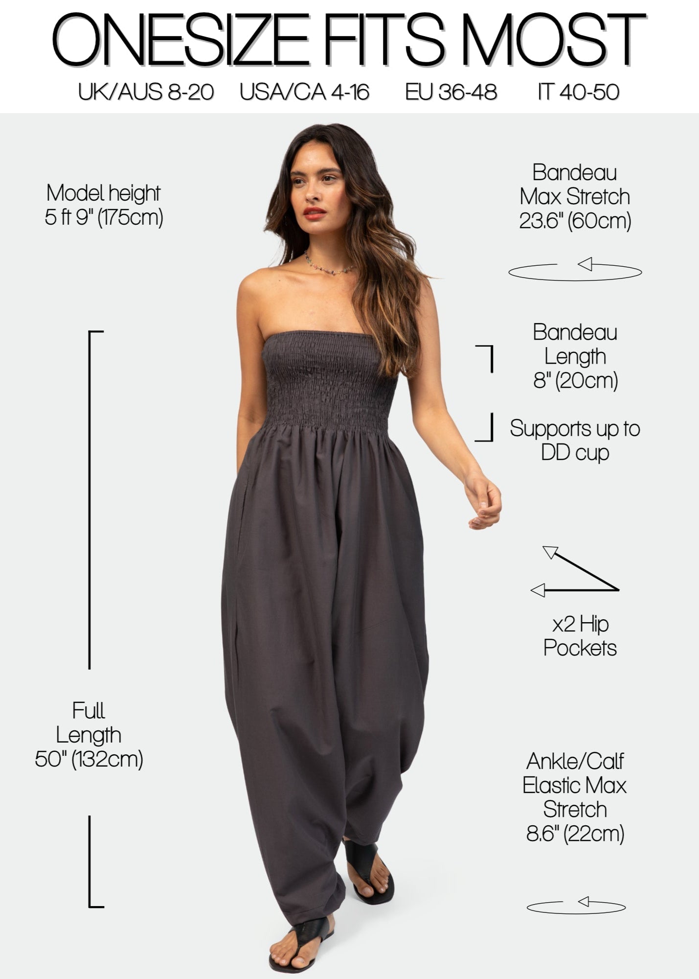 Convertible Cotton 2 - in - 1 Jumpsuit & Harem Pants in Grey - likemary