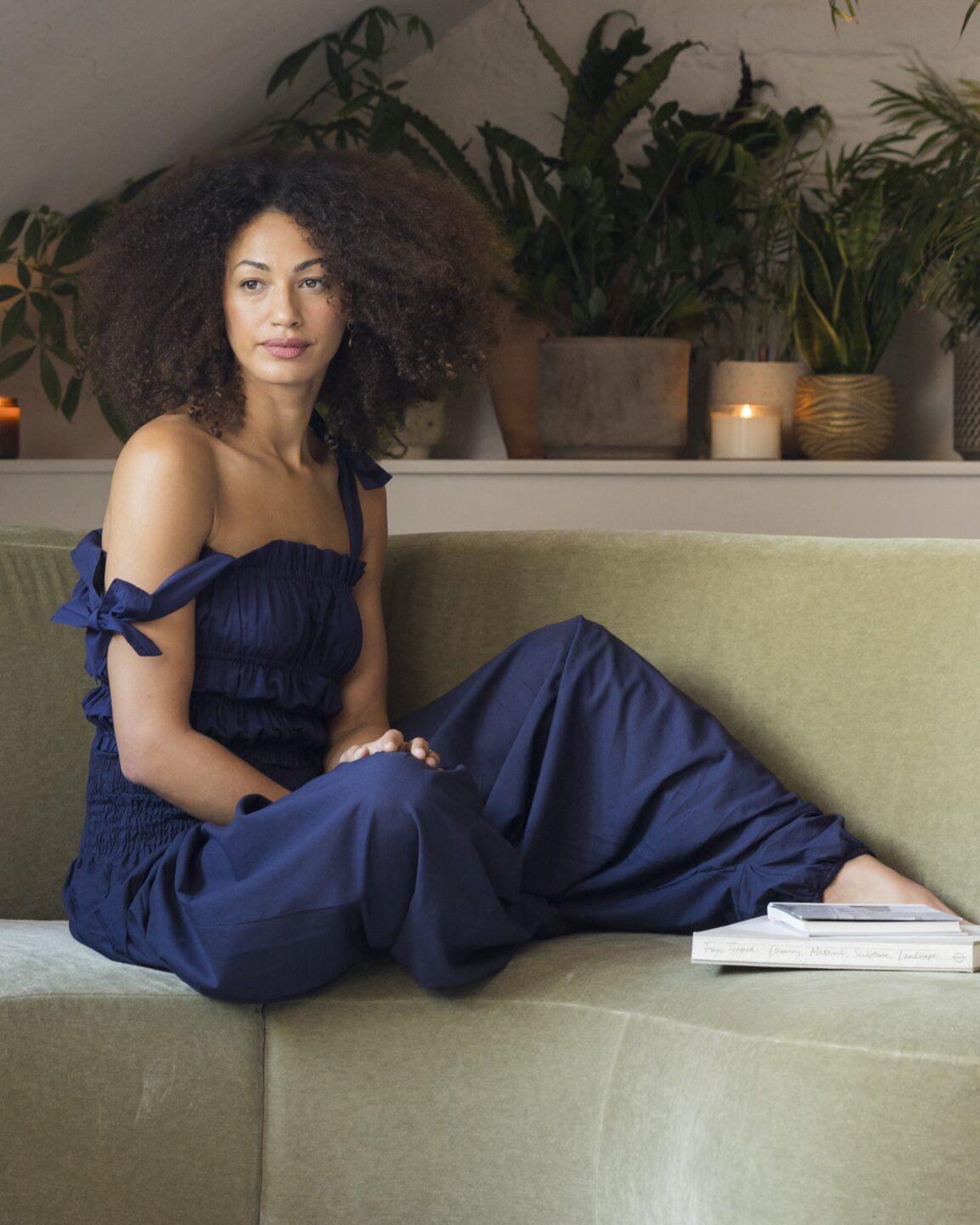 Convertible Cotton 2 - in - 1 Jumpsuit & Harem Pants in Navy Blue - likemary