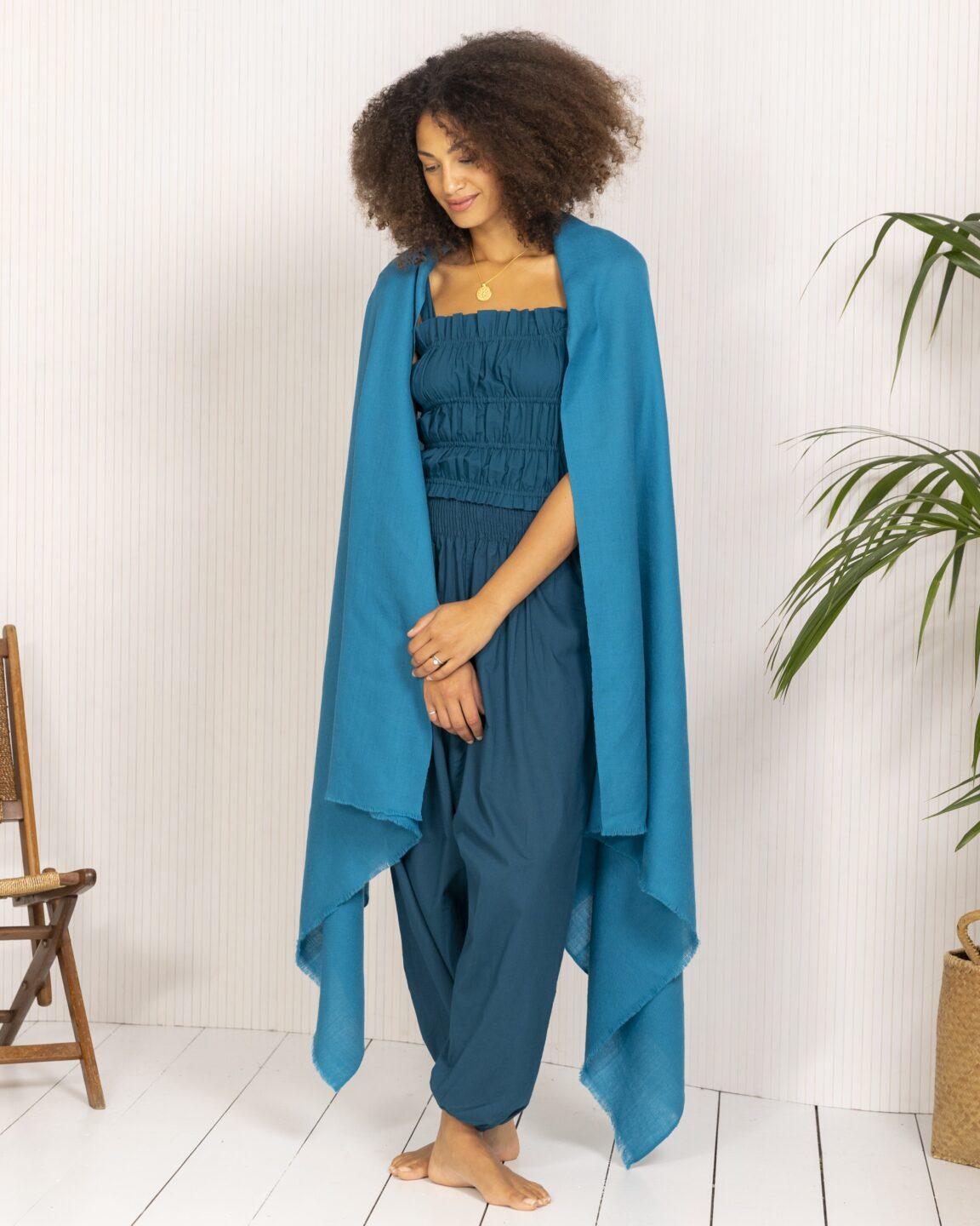 Convertible Cotton 2 - in - 1 Jumpsuit & Harem Pants in Teal - likemary