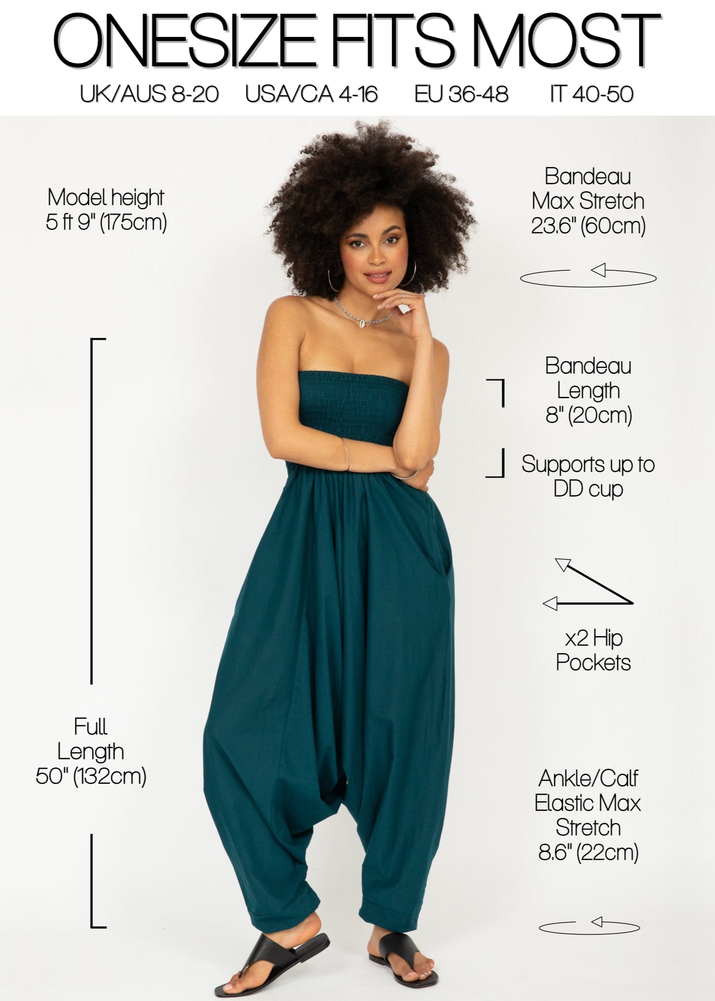 Convertible Cotton 2 - in - 1 Jumpsuit & Harem Pants in Teal - likemary