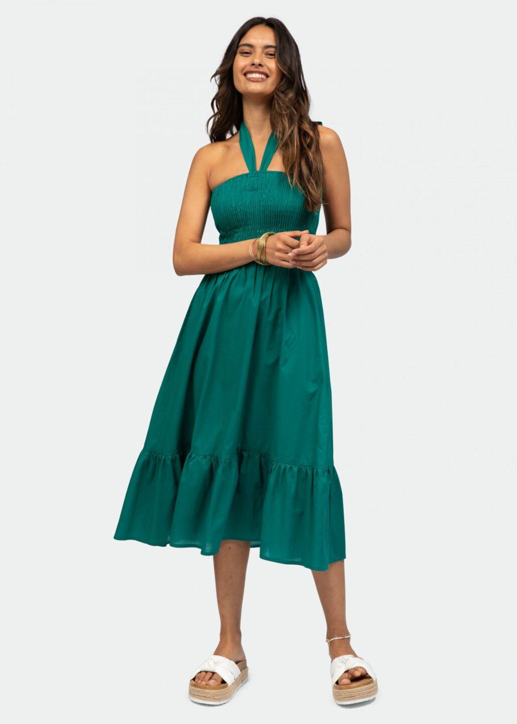 Convertible Midi Dress & Maxi Skirt 2 in 1 in Emerald Green - likemary