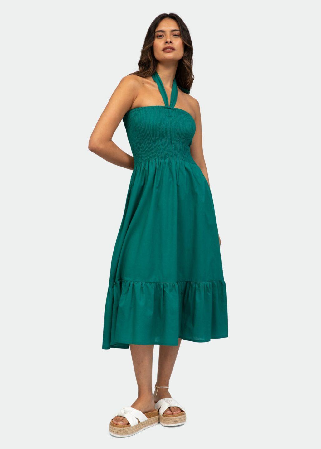 Convertible Midi Dress & Maxi Skirt 2 in 1 in Emerald Green - likemary