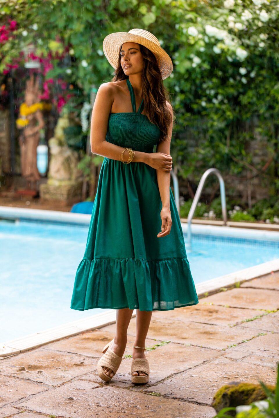 Convertible Midi Dress & Maxi Skirt 2 in 1 in Emerald Green - likemary