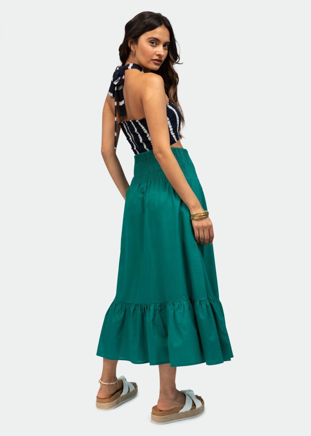 Convertible Midi Dress & Maxi Skirt 2 in 1 in Emerald Green - likemary