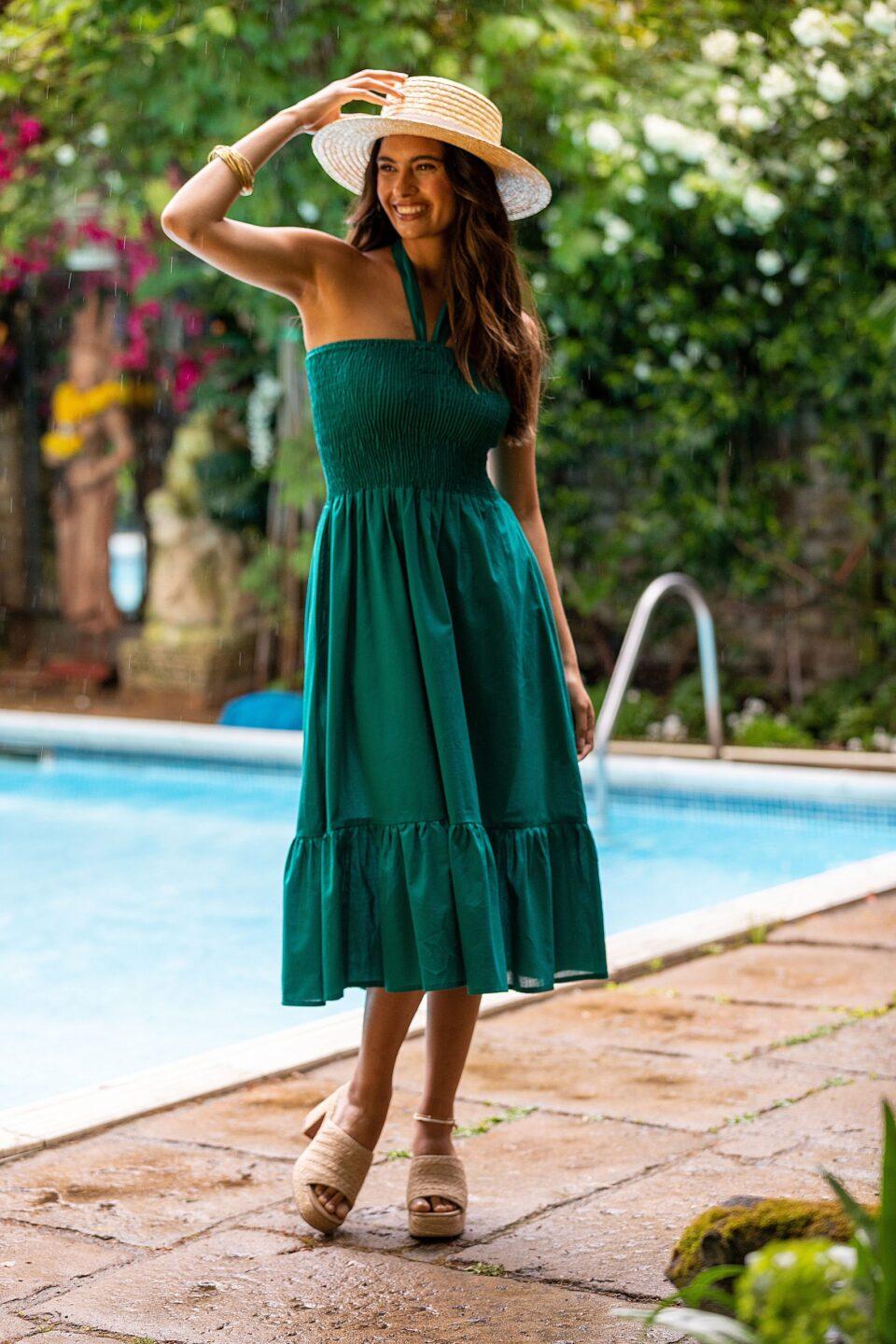 Convertible Midi Dress & Maxi Skirt 2 in 1 in Emerald Green - likemary