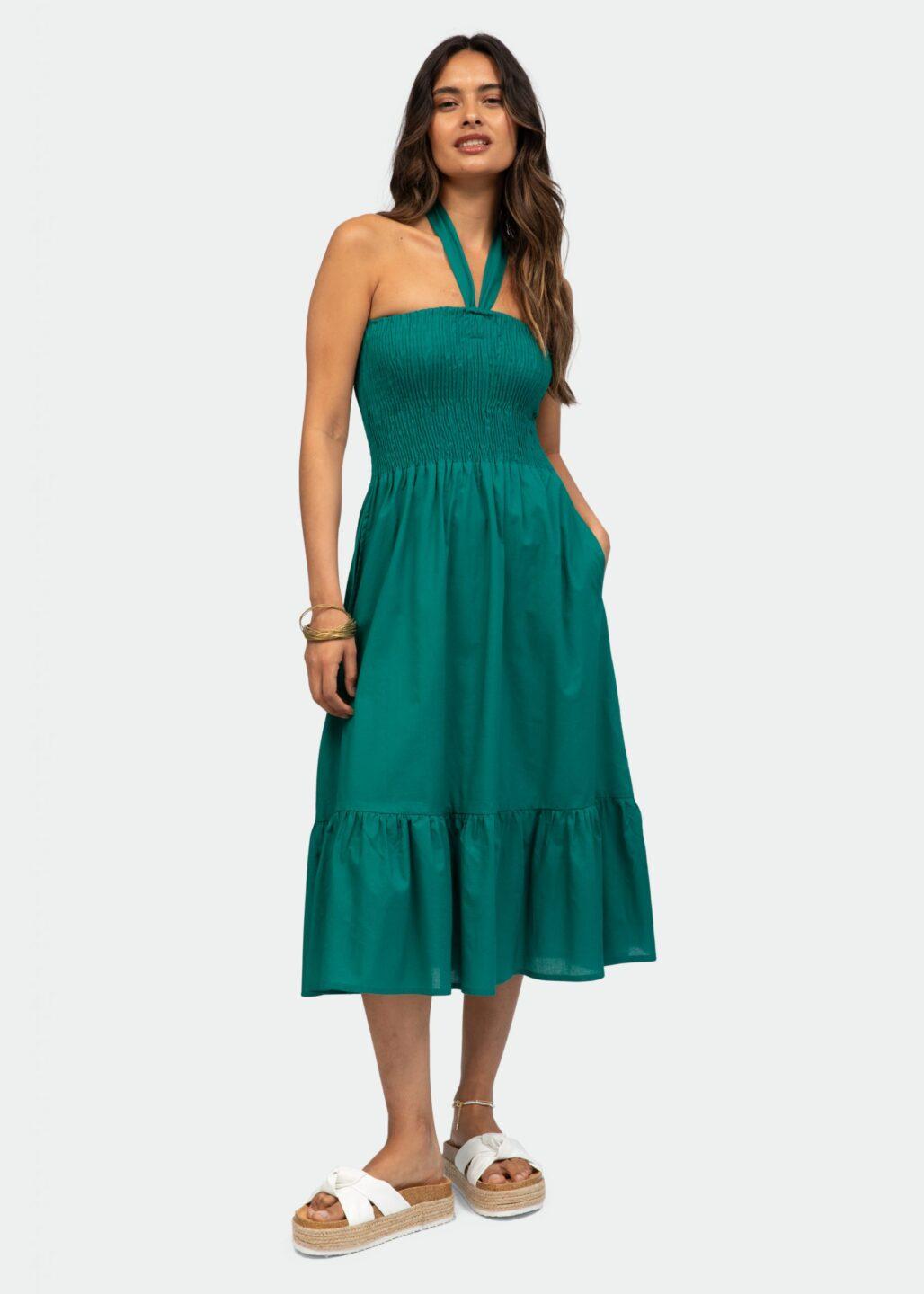 Convertible Midi Dress & Maxi Skirt 2 in 1 in Emerald Green - likemary