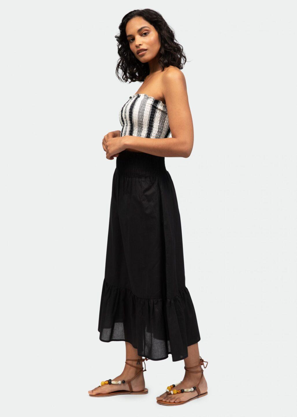 Convertible Midi Dress & Maxi Skirt 2 in 1 Outfit in Black - likemary