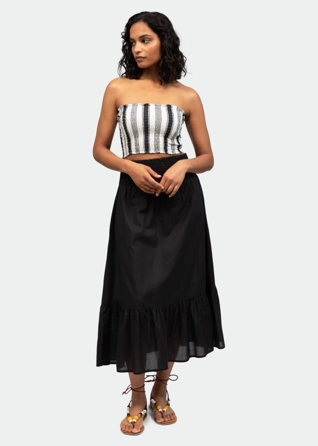 Convertible Midi Dress & Maxi Skirt 2 in 1 Outfit in Black - likemary