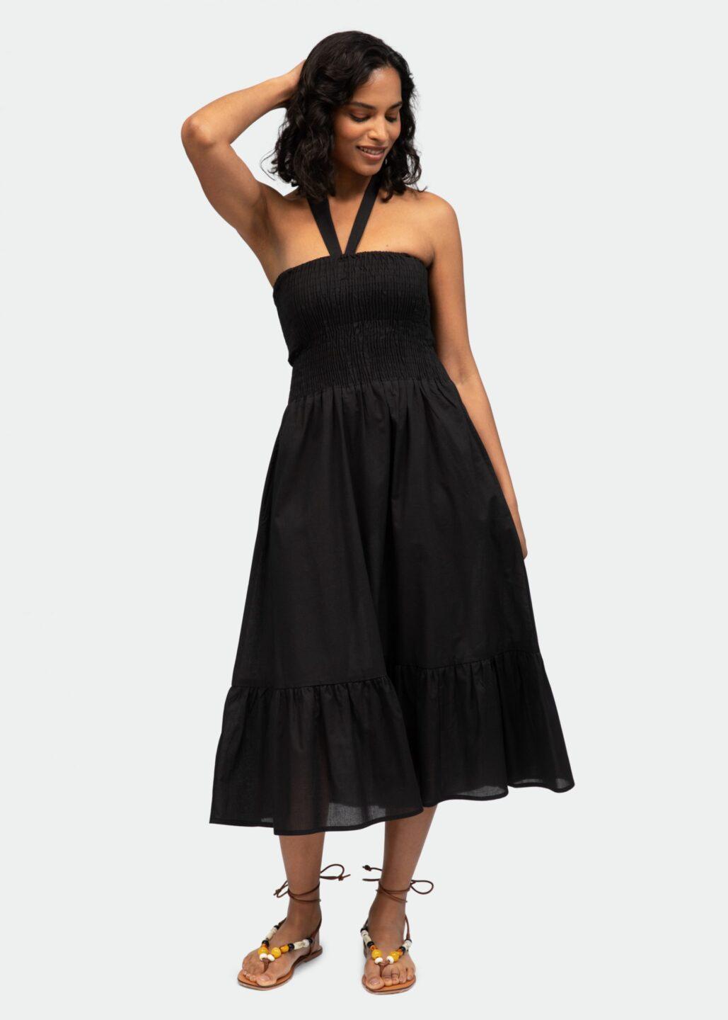 Convertible Midi Dress & Maxi Skirt 2 in 1 Outfit in Black - likemary