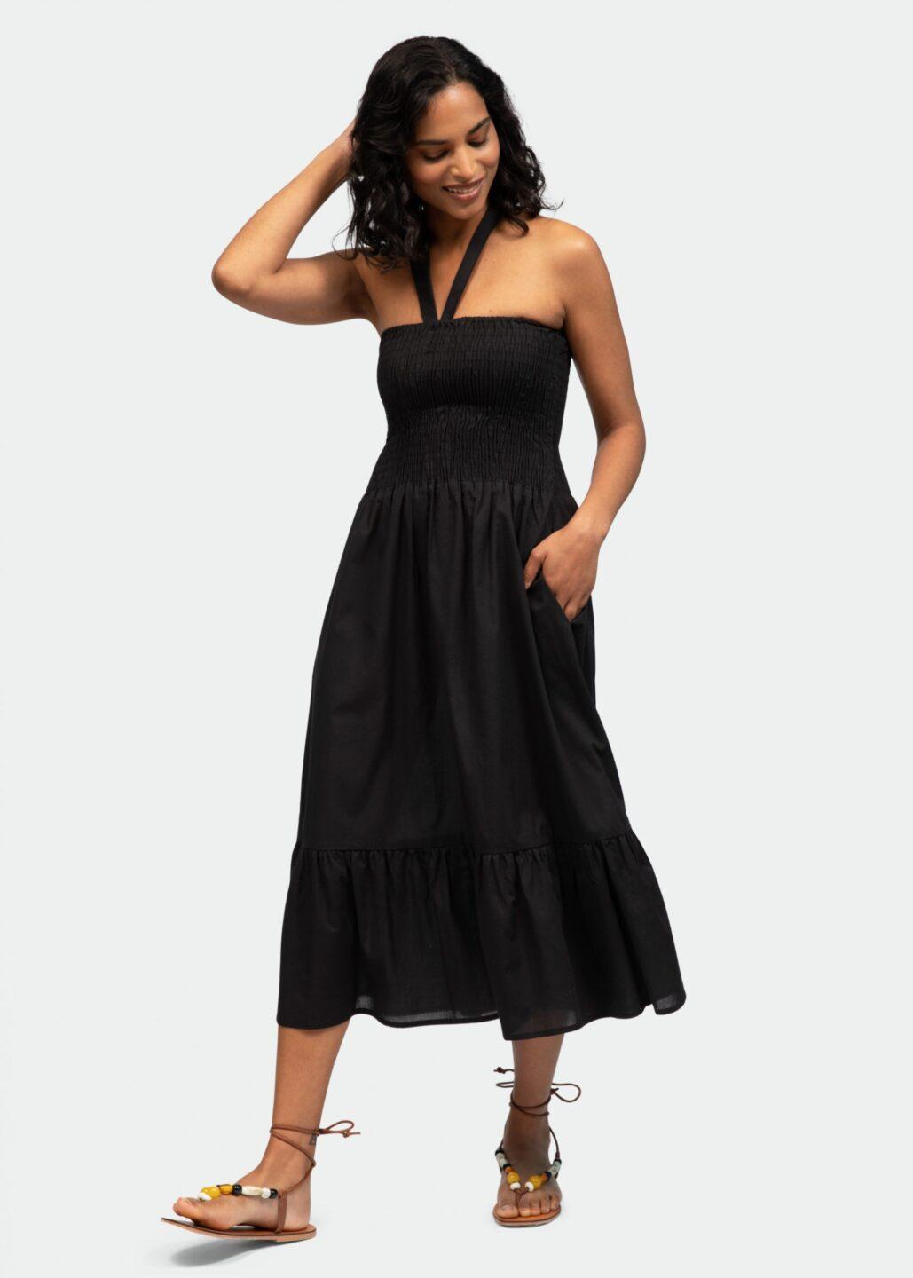Convertible Midi Dress & Maxi Skirt 2 in 1 Outfit in Black - likemary