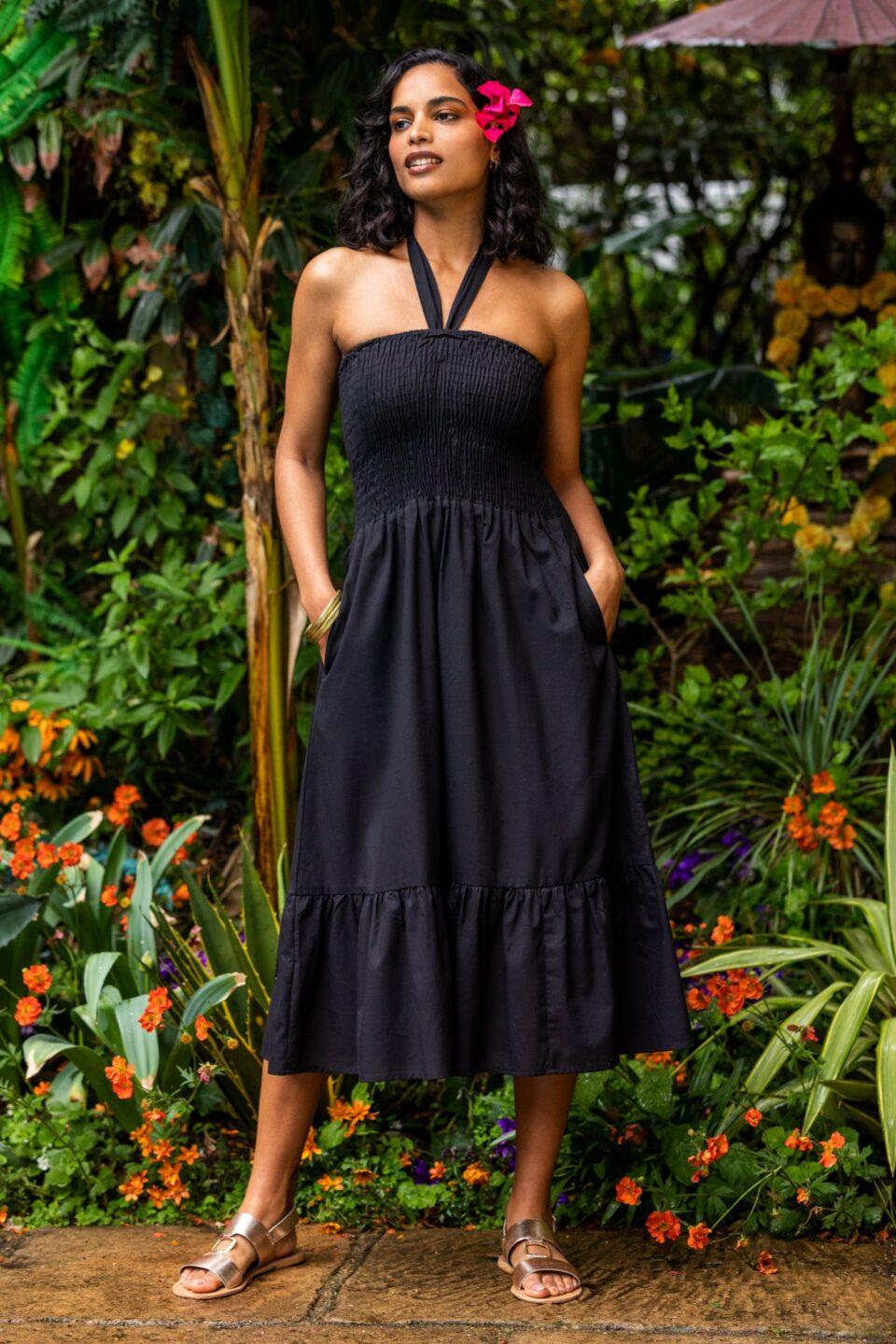Convertible Midi Dress & Maxi Skirt 2 in 1 Outfit in Black - likemary