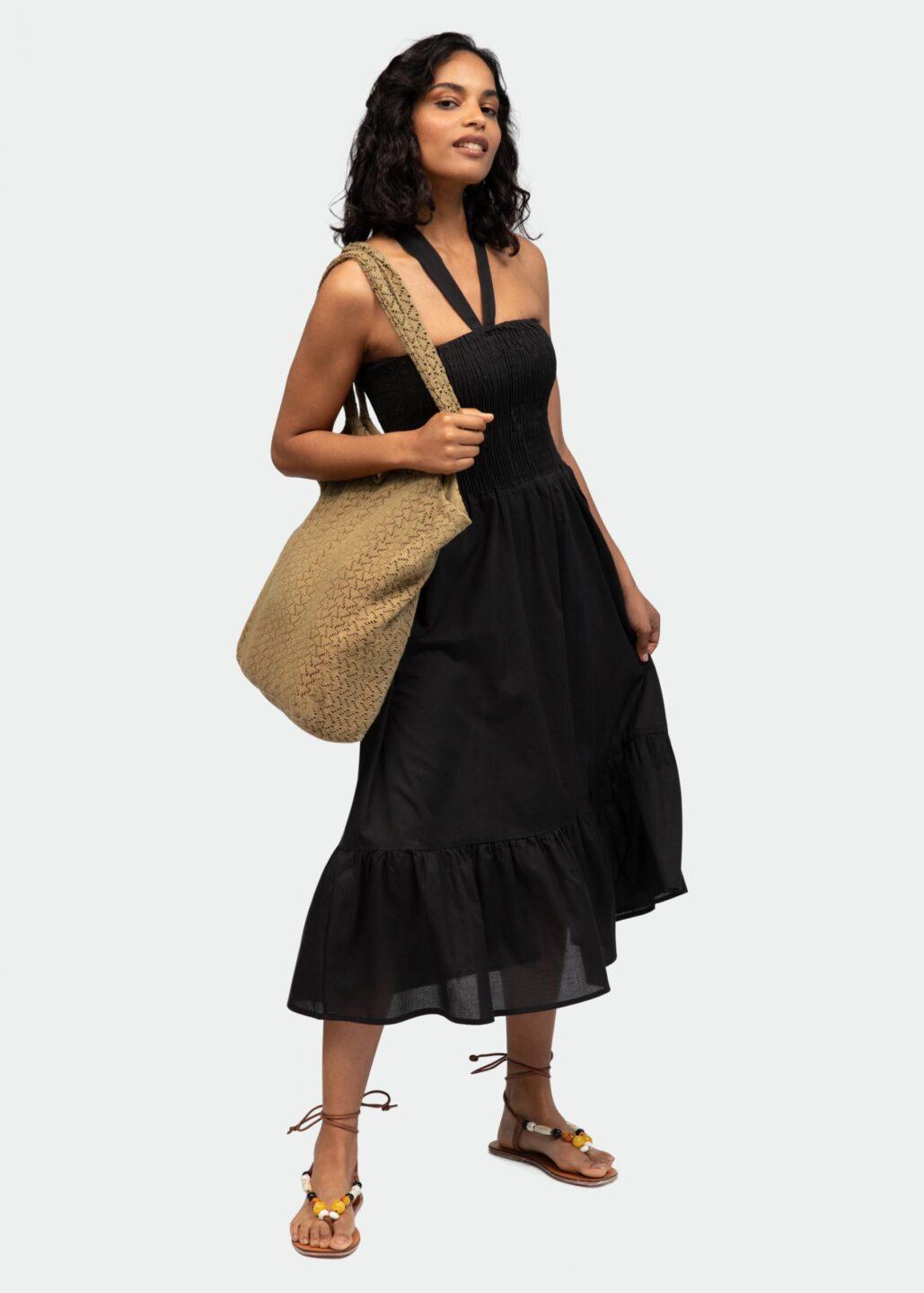 Convertible Midi Dress & Maxi Skirt 2 in 1 Outfit in Black - likemary
