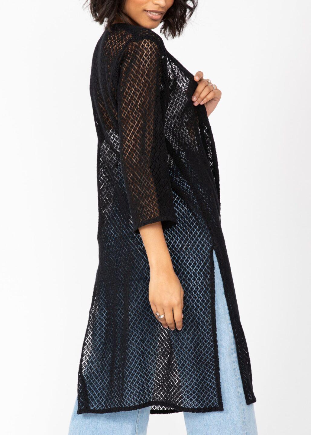 Cotton Crochet Kimono Cover - Up in Black - likemary
