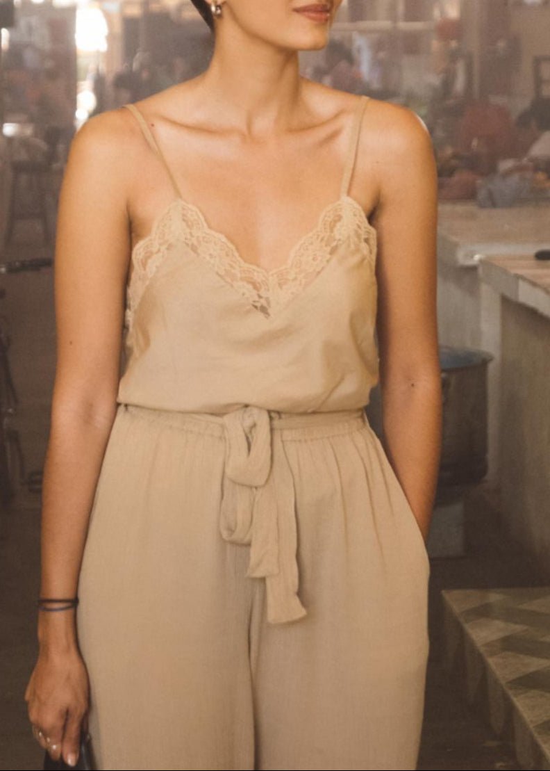Cotton Silk Lace Camisole Cami Nude - likemary