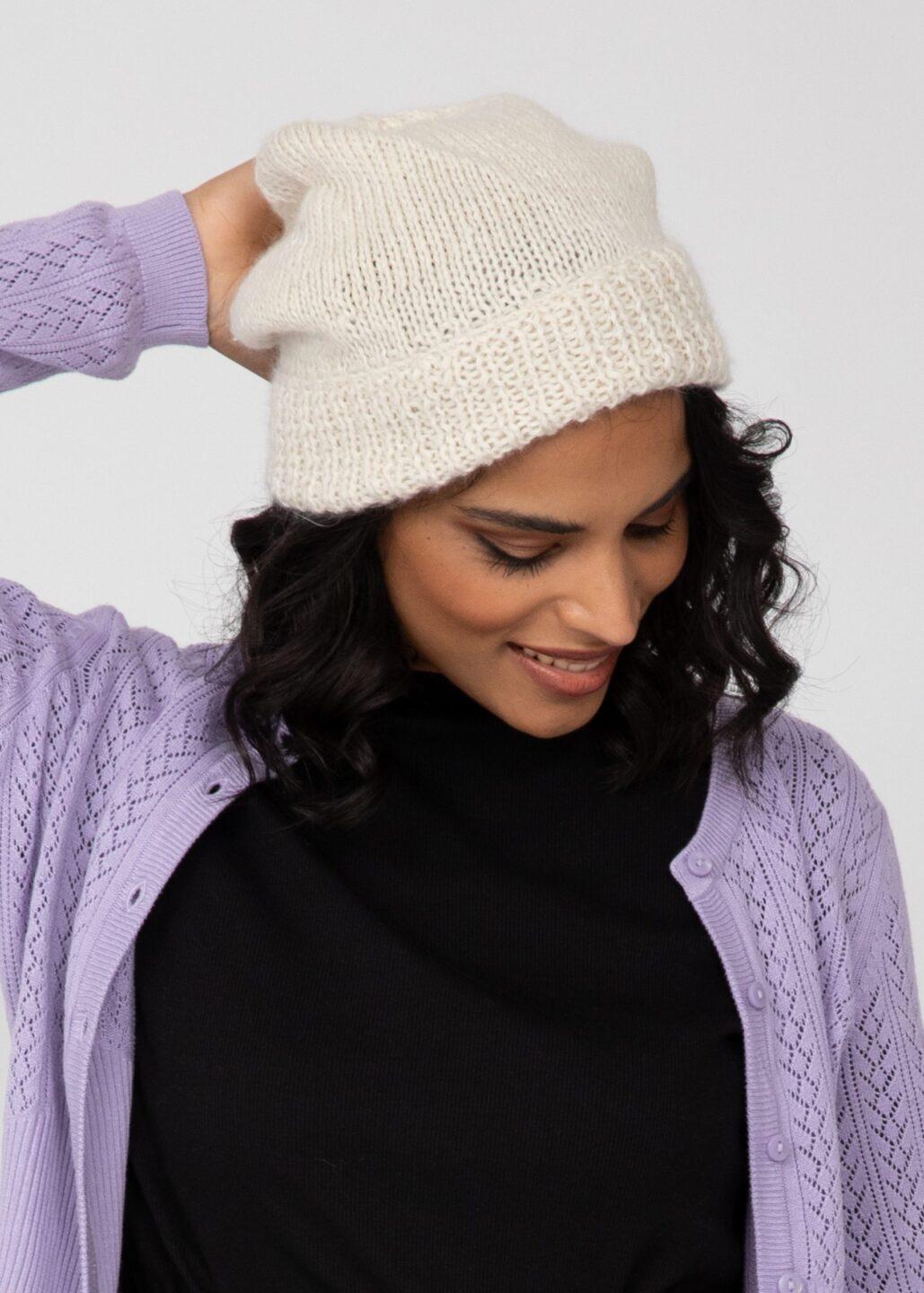 Cream Merino Wool Slouchy Beanie - Ethically Handmade - likemary