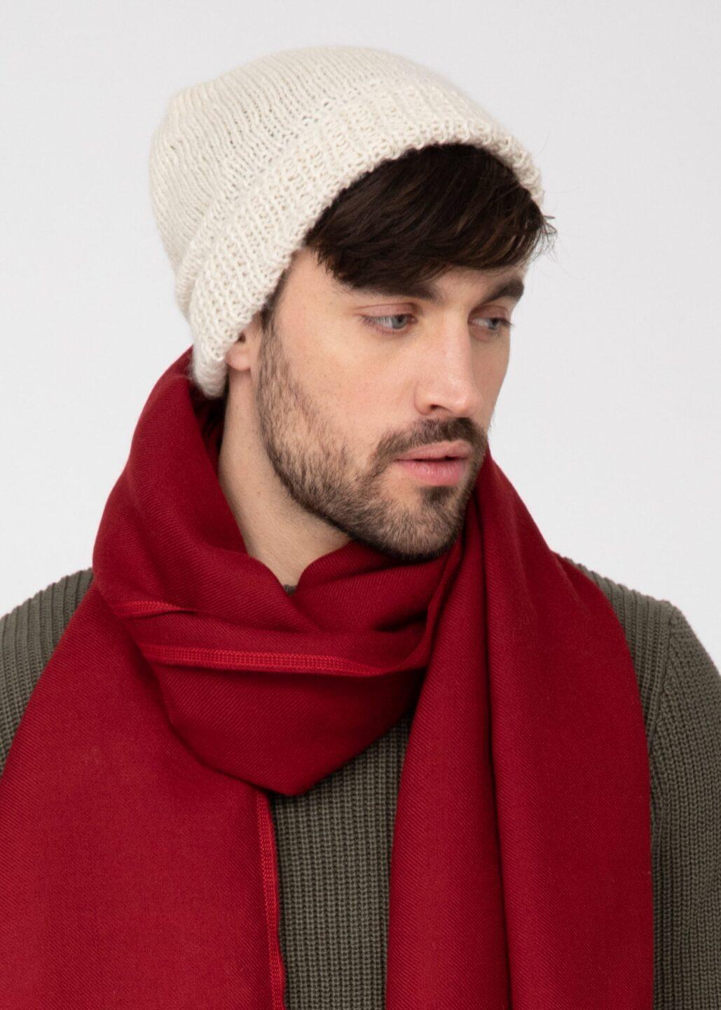 Cream Merino Wool Slouchy Beanie Men - Ethically Handmade - likemary