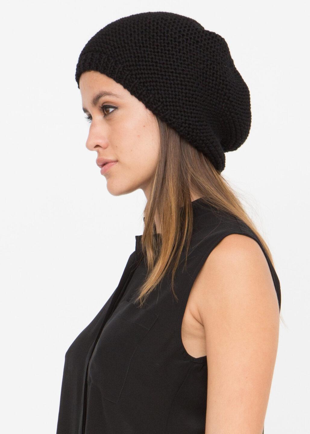 Ethically Handmade Merino Wool Slouch Beret in Black - likemary