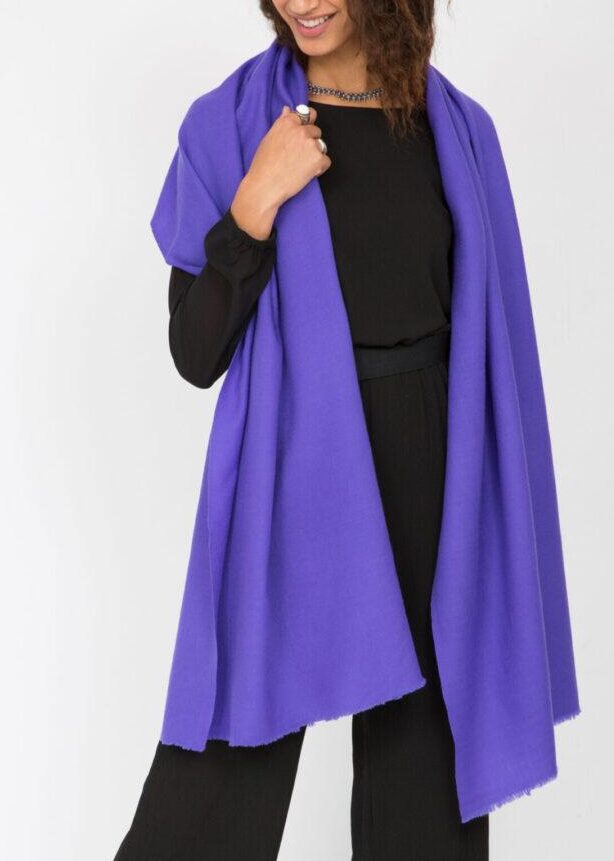 Ethically Handwoven Merino Wool Blanket Scarf in Lavender Purple - likemary