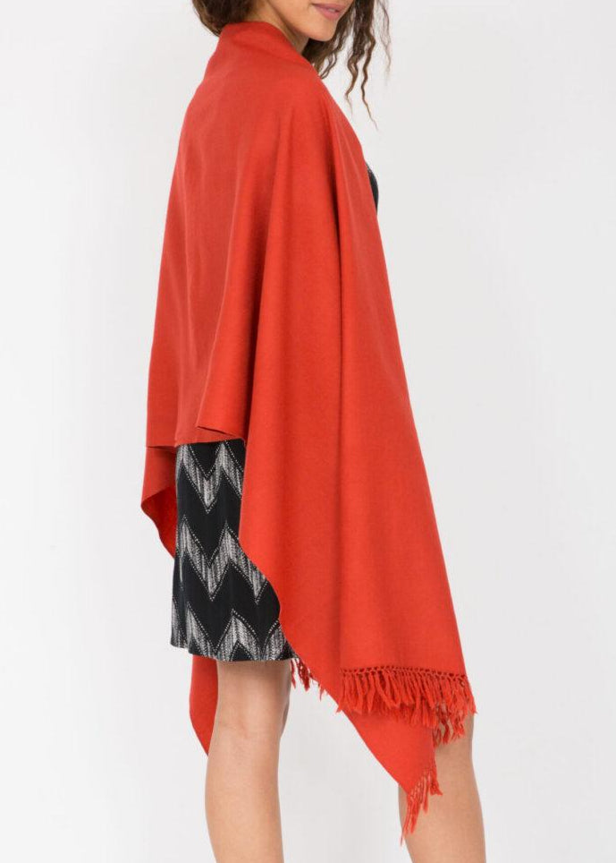 Ethically Handwoven Merino Wool Blanket Scarf in Orange - likemary