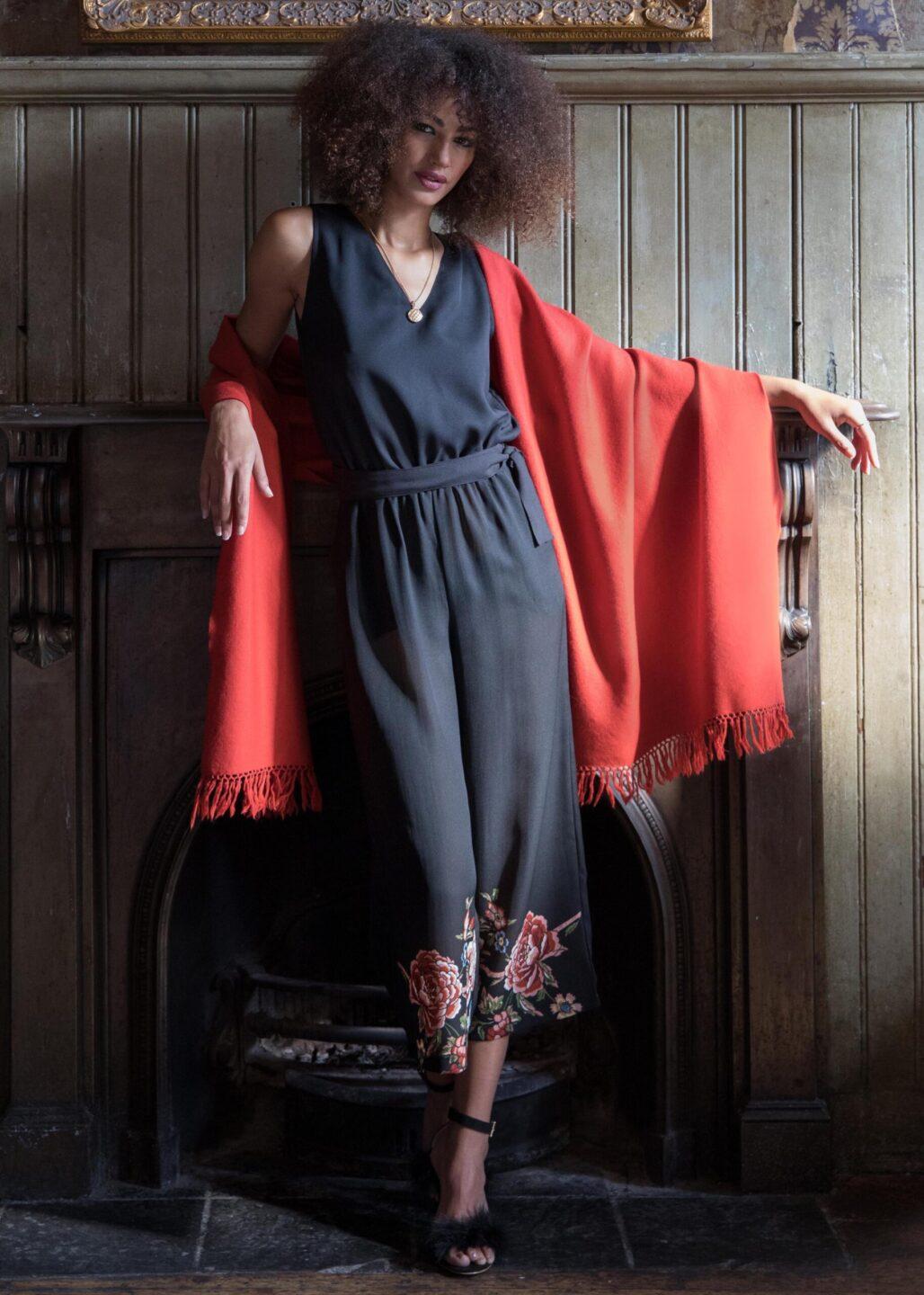 Ethically Handwoven Merino Wool Blanket Scarf in Orange - likemary