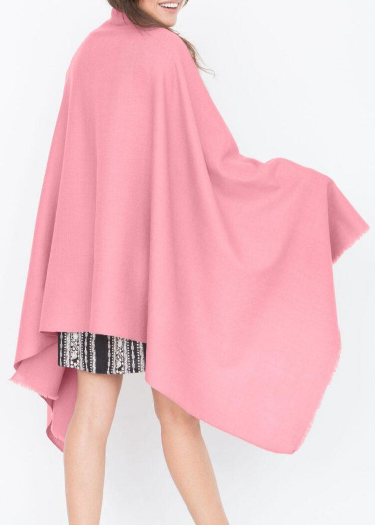 Ethically Handwoven Multi - Use Merino Wool Blanket Scarf in Rose Pink - likemary