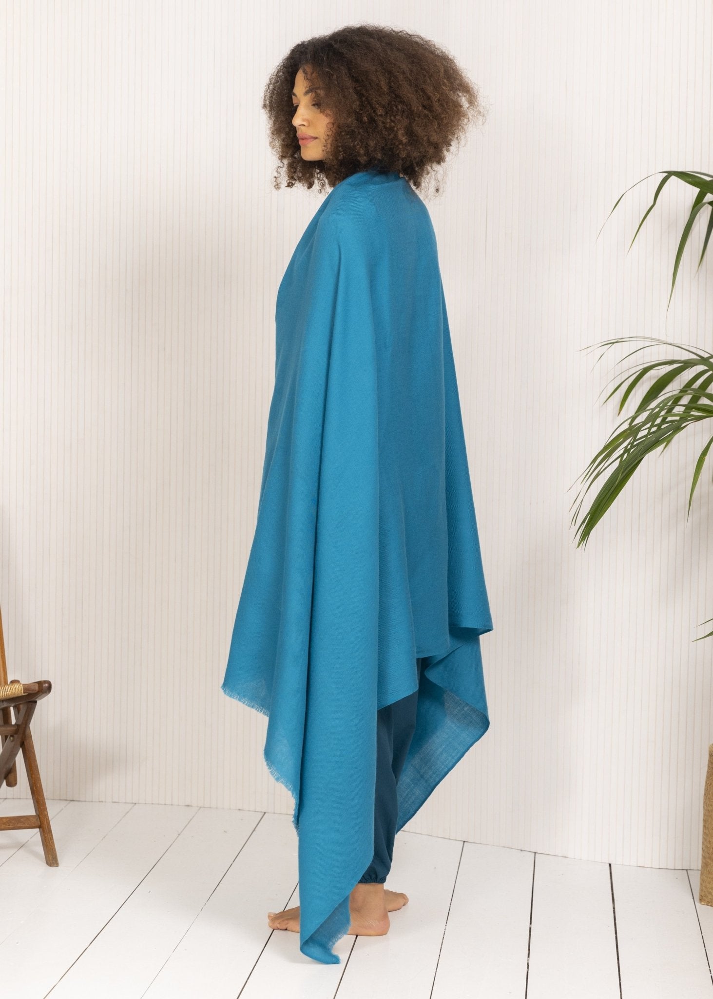 Ethically Handwoven Multi - Use Merino Wool Blanket Scarf in Turquoise - likemary