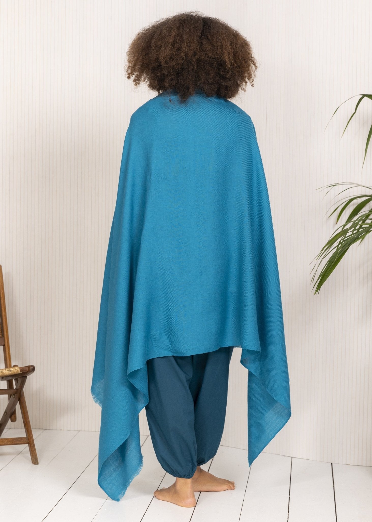 Ethically Handwoven Multi - Use Merino Wool Blanket Scarf in Turquoise - likemary