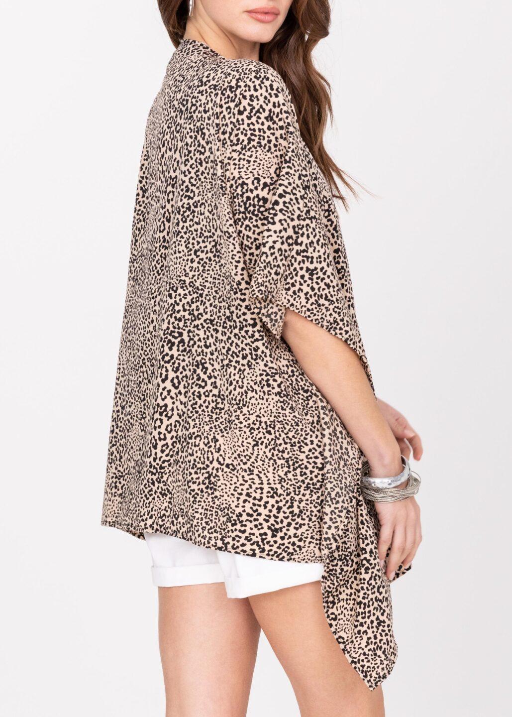 Floaty Kimono Cover Up in in Leopard Print - likemary