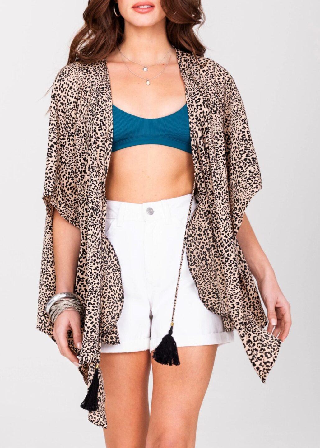 Floaty Kimono Cover Up in in Leopard Print - likemary