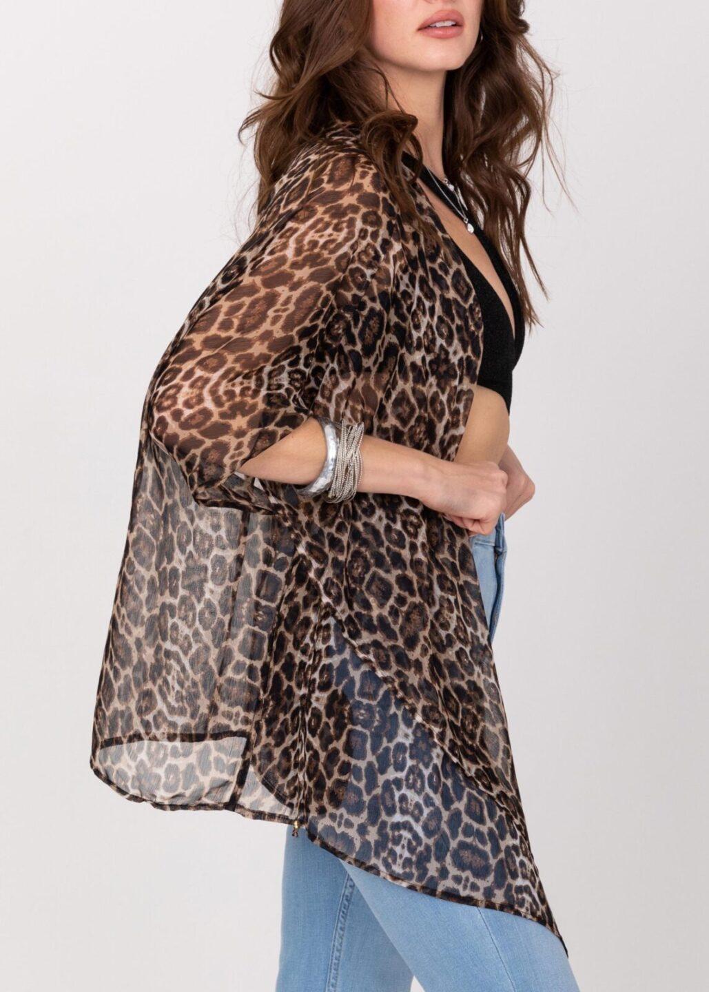 Floaty Sheer Kimono Cover Up in Sexy Leopard Print - likemary