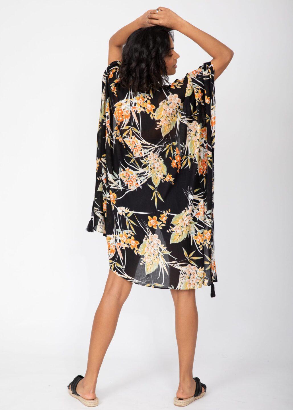Floral Print Convertible Kimono Scarf - likemary