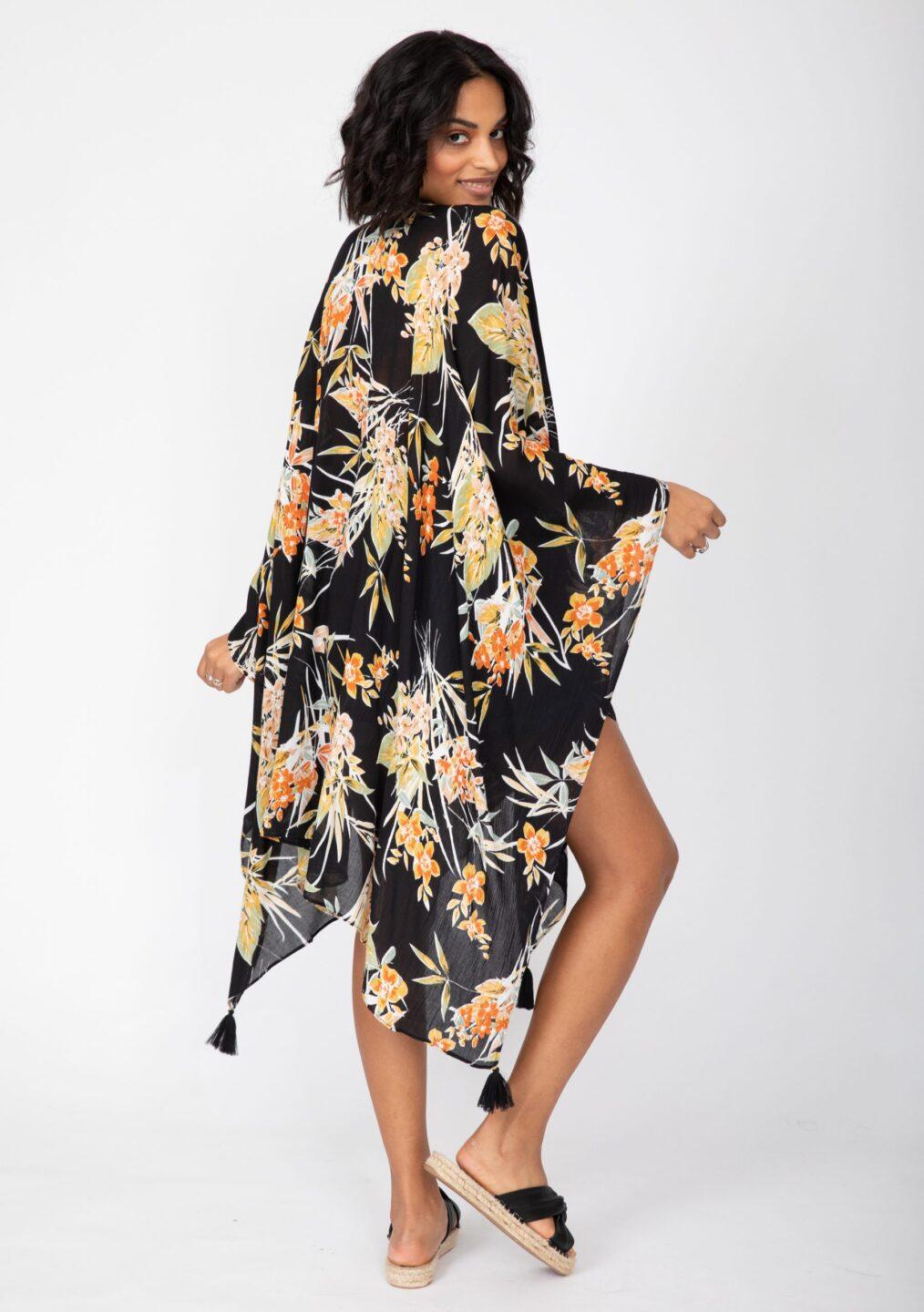Floral Print Convertible Kimono Scarf - likemary