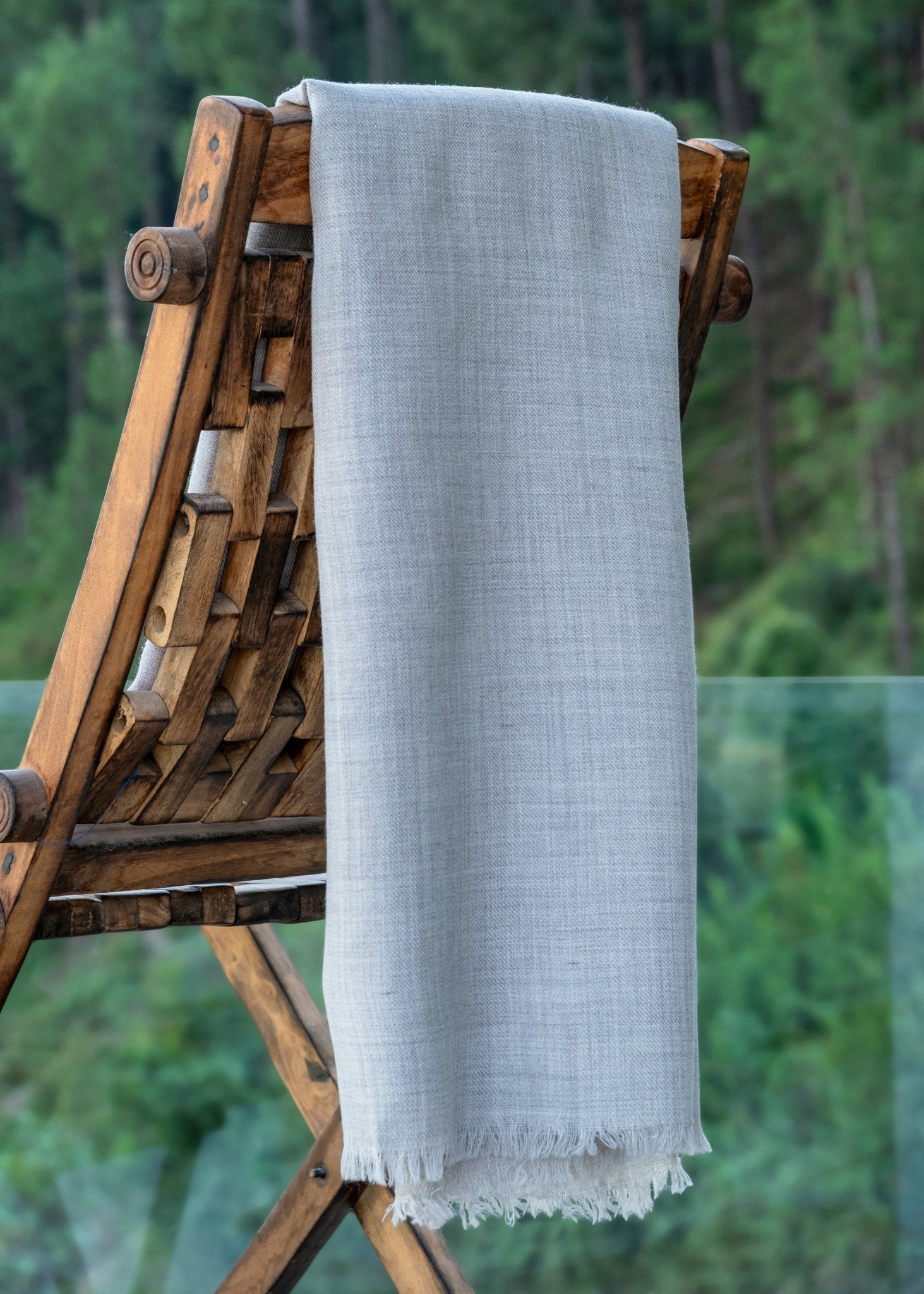 Grey Shawl Scarf - Handwoven Wool Blanket Scarf - likemary