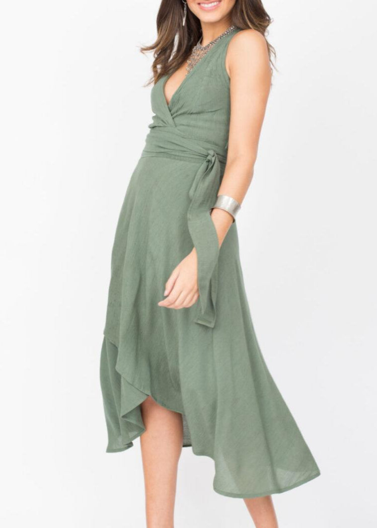 Halter Wrap Dress Verona Green - likemary