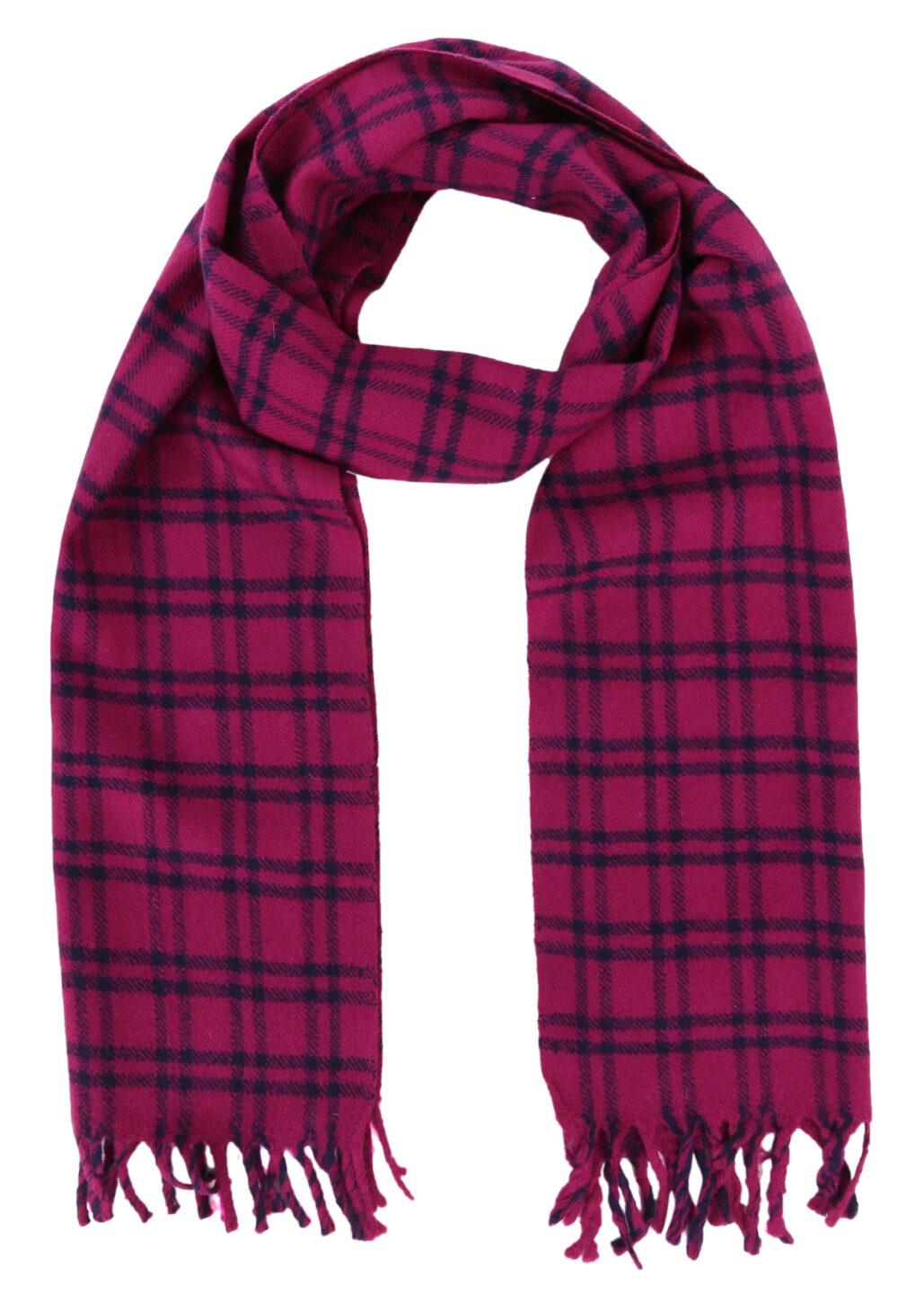 Handloom Tweed Merino Wool Plaid Scarf Pink - likemary