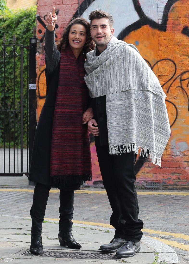 Handspun Merino Wool Oversized Blanket Scarf in Stripes Grey - likemary
