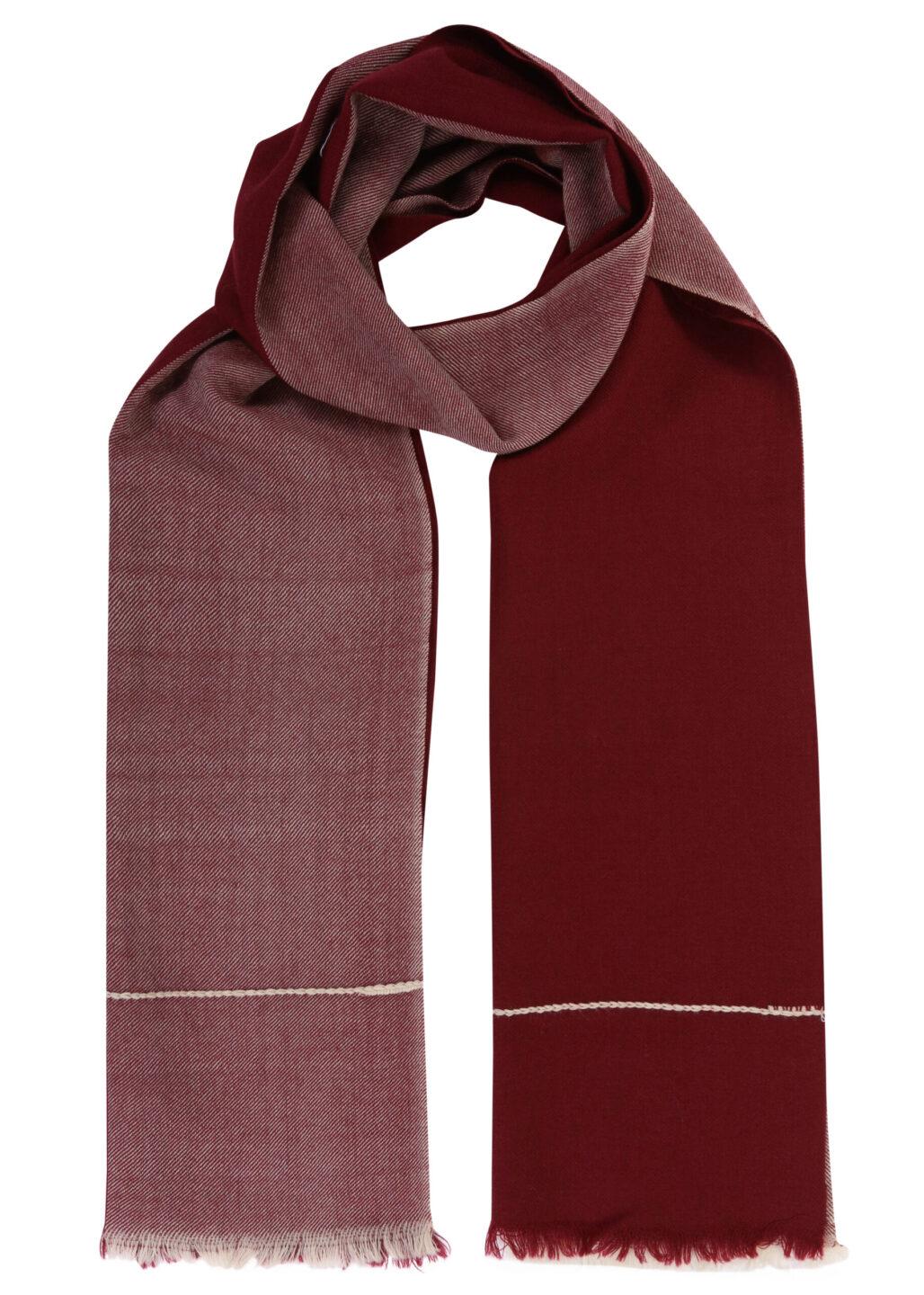 Handwoven Merino Scarf in Twill & Herringbone Mix Maroon - likemary