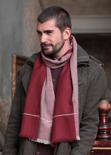 Handwoven Merino Scarf in Twill & Herringbone Mix Maroon - likemary